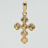Clover Cross Pendant 2.4gr / 1 1/4 in / Yellow Gold Nac. Esp 18K &