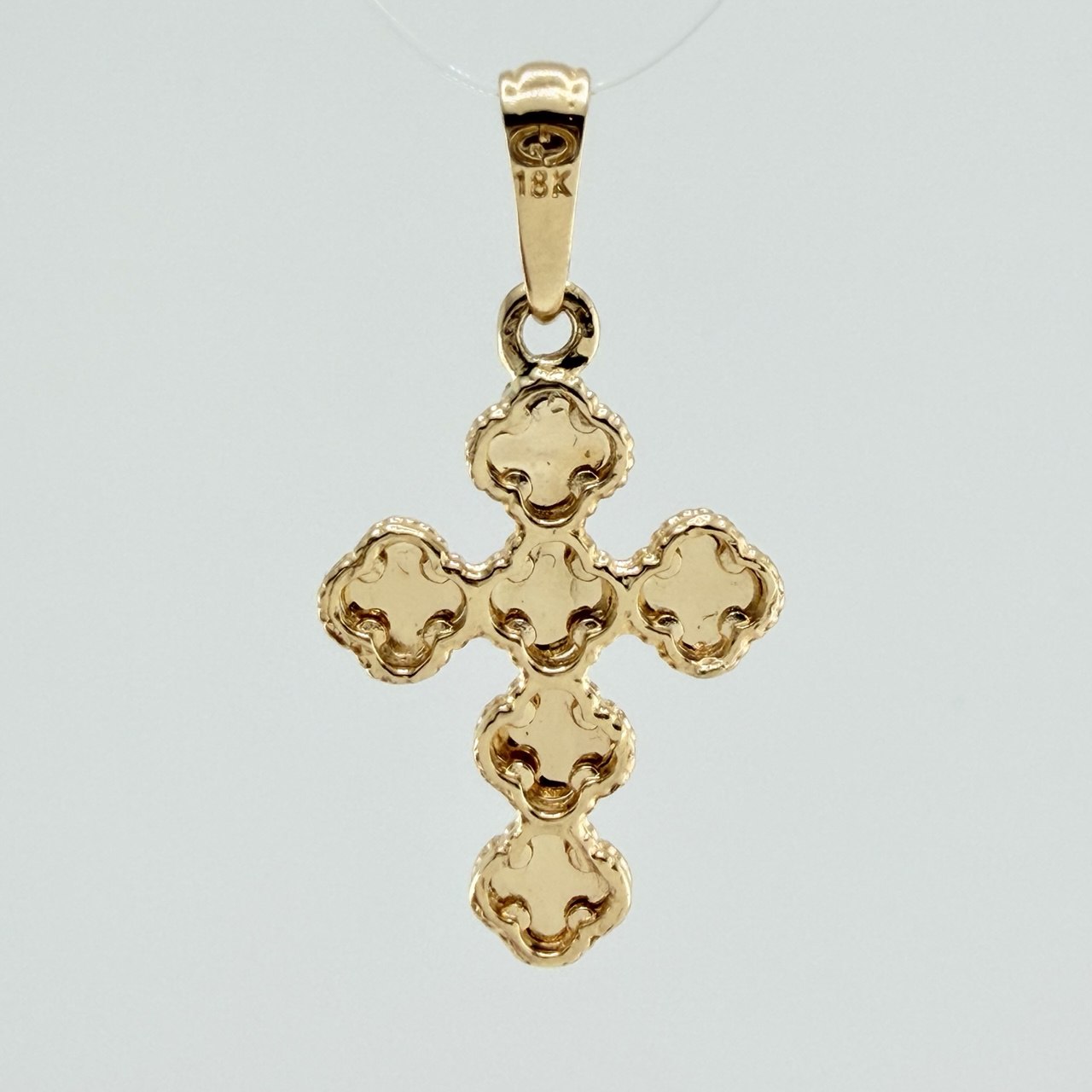 Clover Cross Pendant 2.4gr / 1 1/4 in / Yellow Gold Nac. Esp 18K &