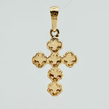 Clover Cross Pendant 2.4gr / 1 1/4 in / Yellow Gold Nac. Esp 18K &