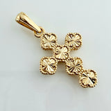 Clover Cross Pendant 2.4gr / 1 1/4 in / Yellow Gold Nac. Esp 18K &