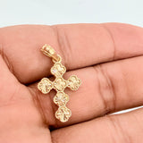 Clover Cross Pendant 2.4gr / 1 1/4 in / Yellow Gold Nac. Esp 18K &