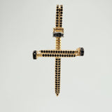 Dije Cruz Clavo 4.1gr / 1 3/4 in / Dos Oros Negro Amarillo 18K &