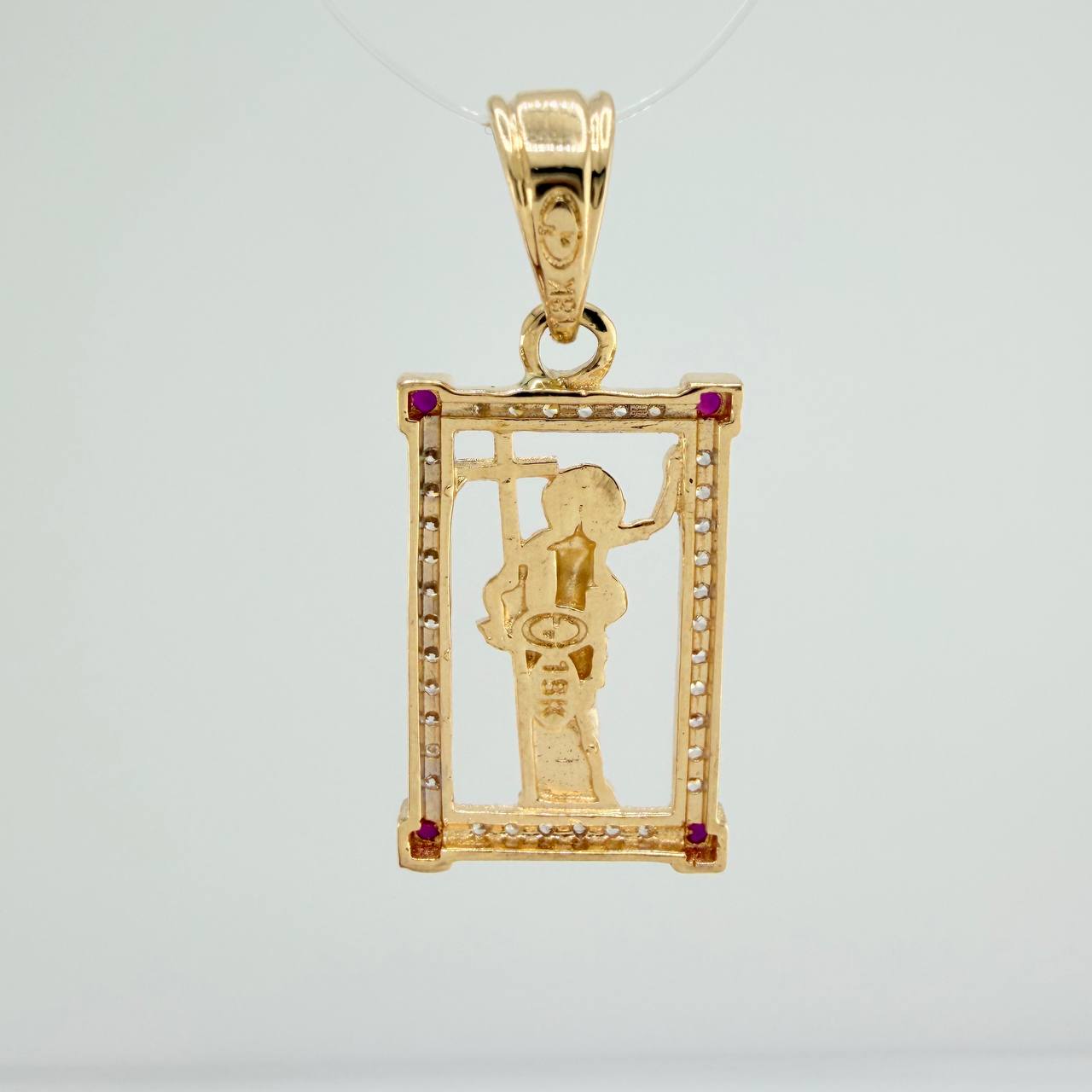 Dije Jesus Cruz 2.45gr / 1 in / Dos Oros Amarillo Blanco 18K &