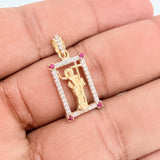 Dije Jesus Cruz 2.45gr / 1 in / Dos Oros Amarillo Blanco 18K &