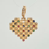 Dije Cuadricula Corazon 2.05gr / 3/4 in / Oro Amarillo 18K &