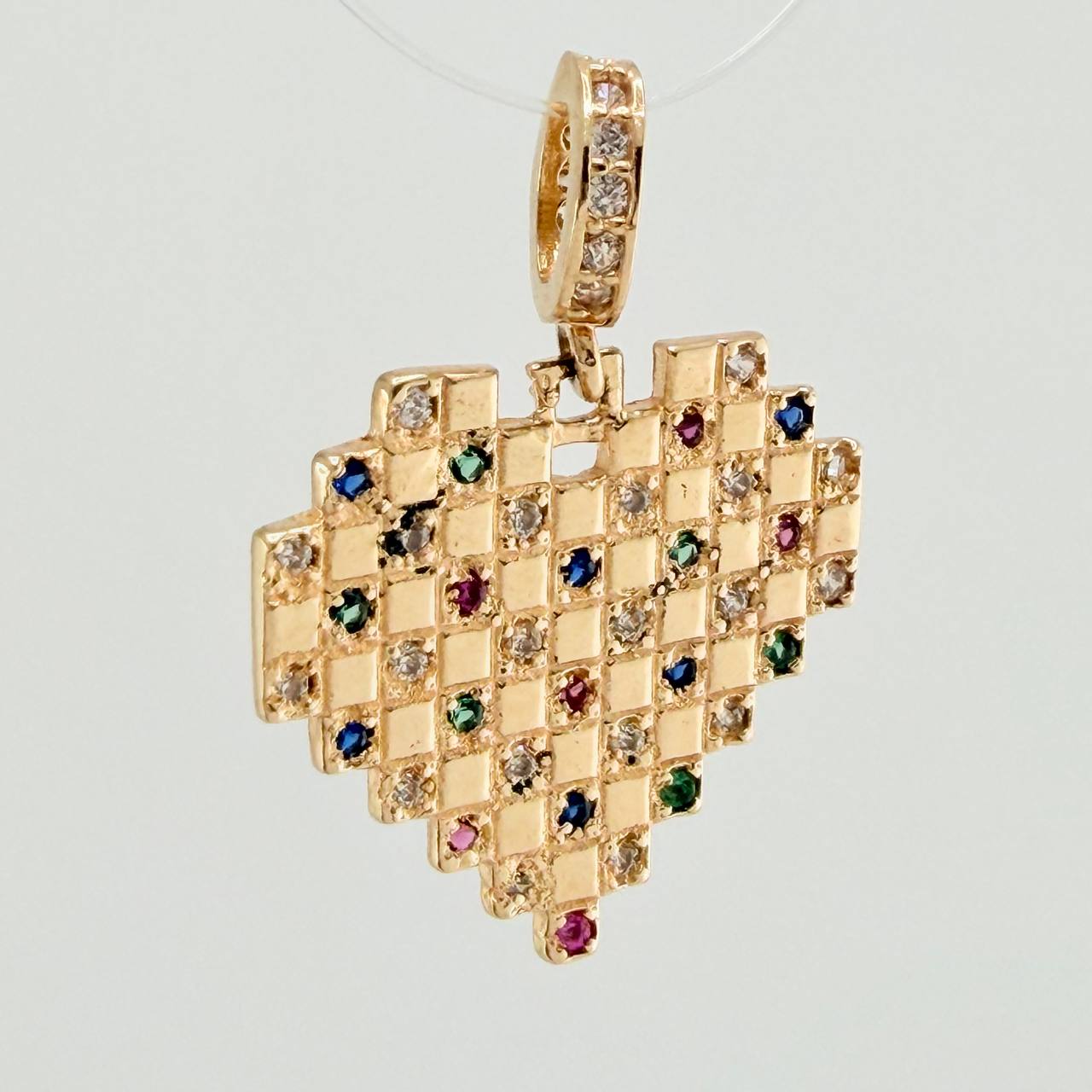 Dije Cuadricula Corazon 2.05gr / 3/4 in / Oro Amarillo 18K &
