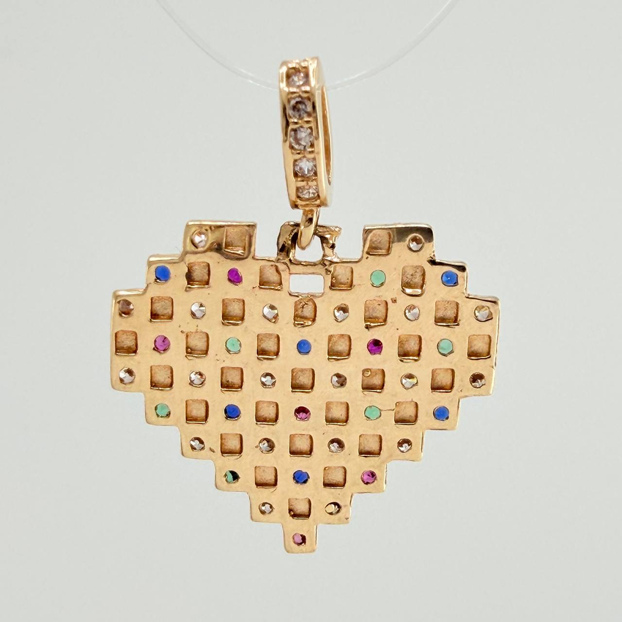 Dije Cuadricula Corazon 2.05gr / 3/4 in / Oro Amarillo 18K &