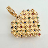Dije Cuadricula Corazon 2.05gr / 3/4 in / Oro Amarillo 18K &
