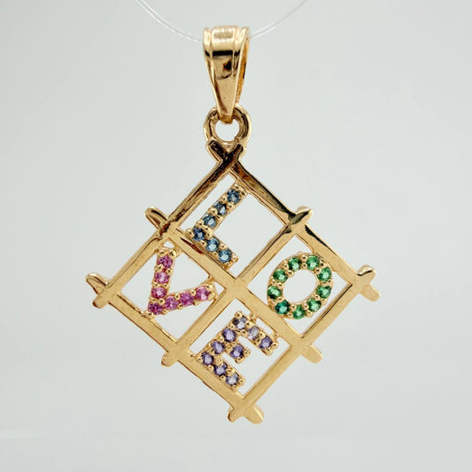 Dije Cuadro Love 1.8gr / 1 in / Oro Amarillo 18K &