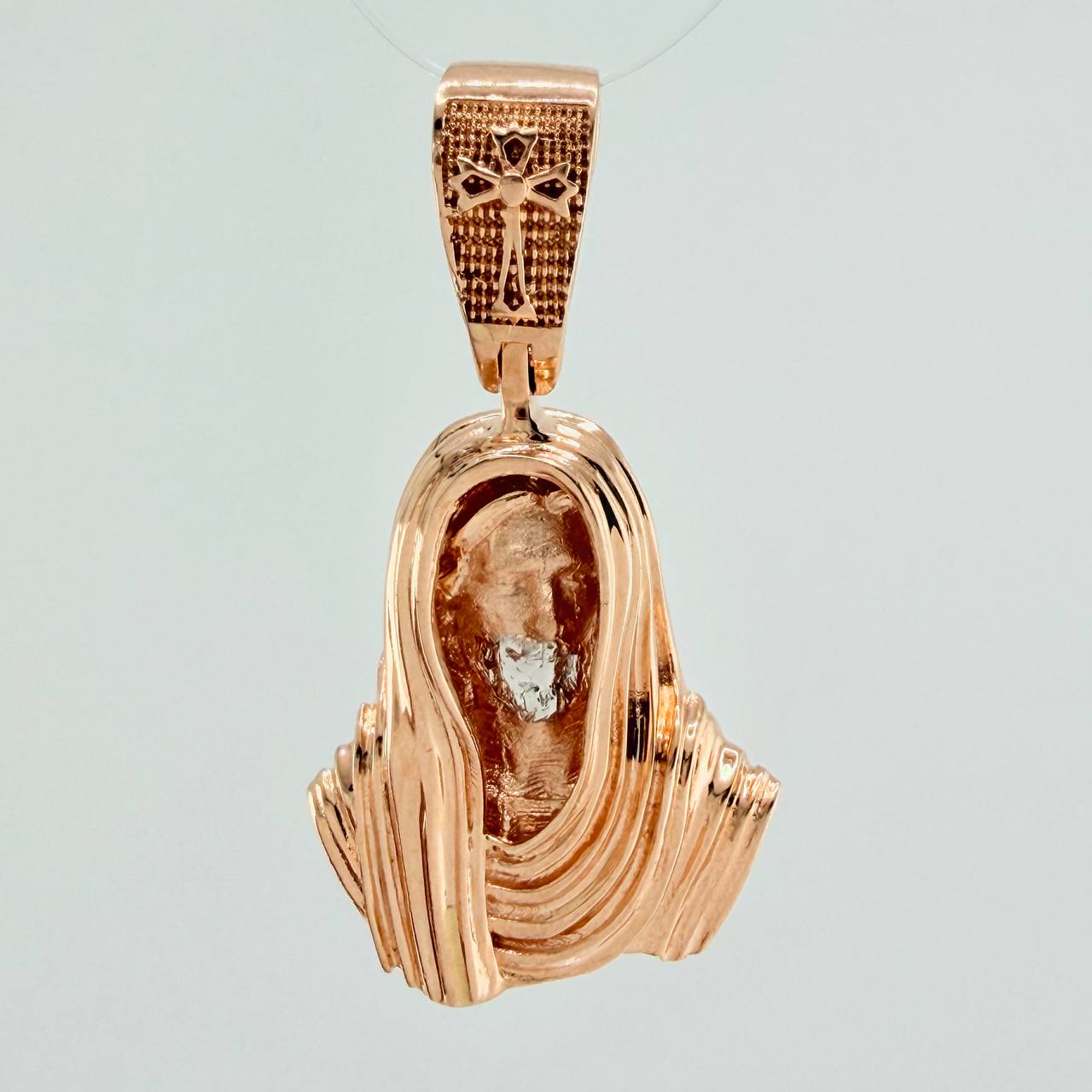 Pendant Christ Face 3.35gr / 2.8cm / Two Whites Rose Gold &