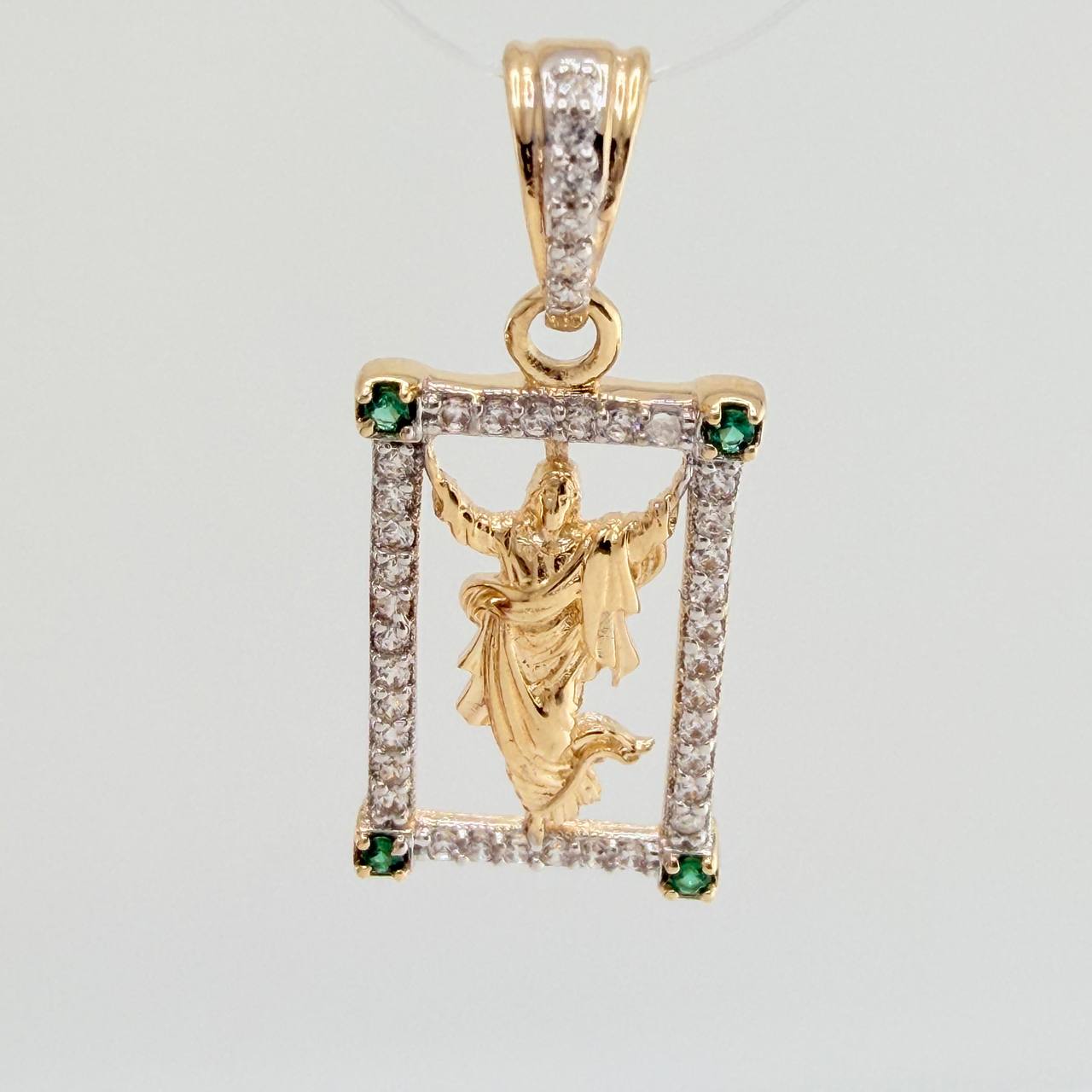Dije Jesus Resucitado 2.25gr / 1 in / Dos Oros Amarillo Blanco 18K &