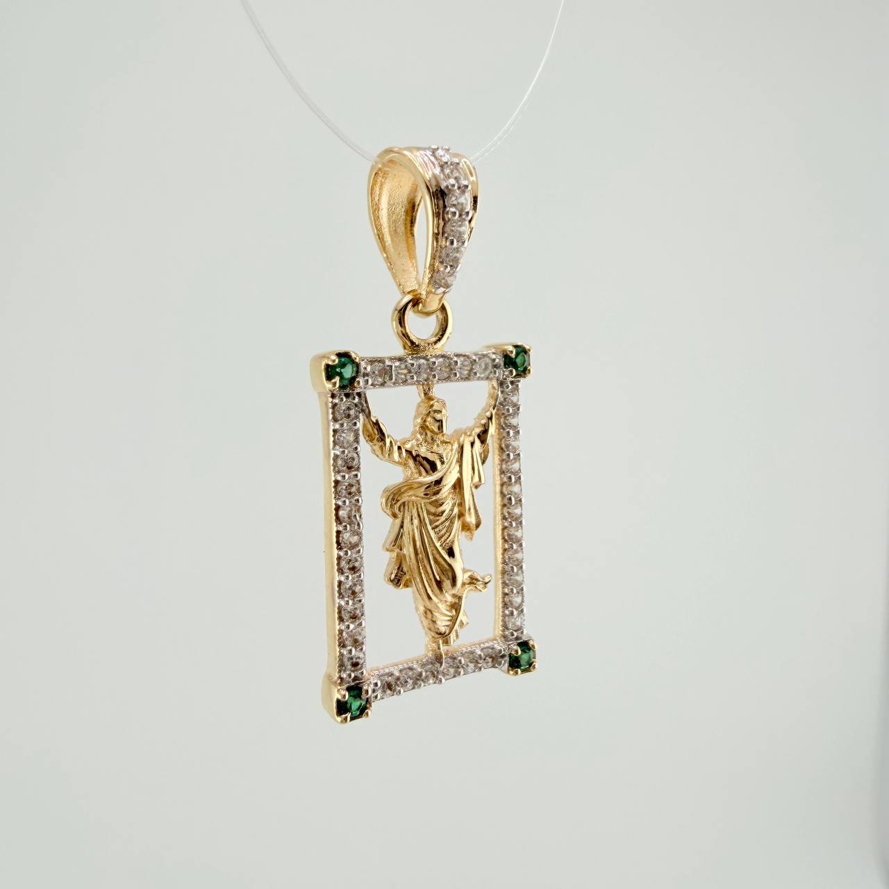 Dije Jesus Resucitado 2.25gr / 1 in / Dos Oros Amarillo Blanco 18K &