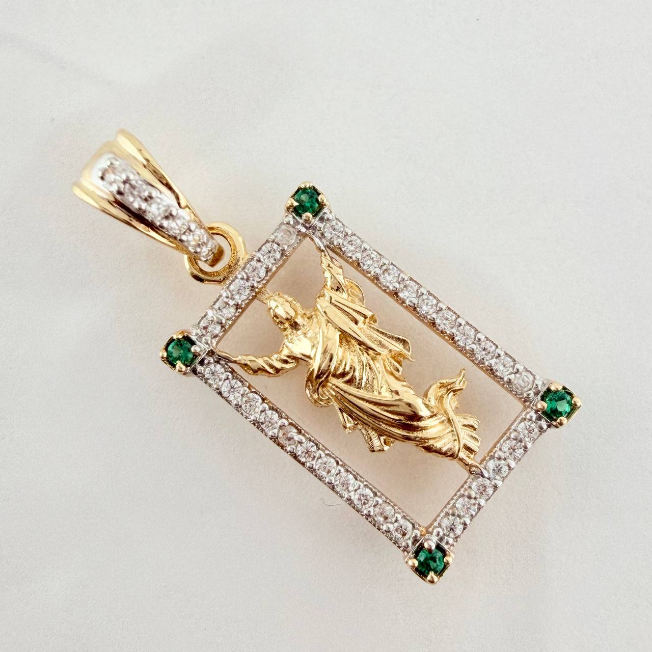 Dije Jesus Resucitado 2.25gr / 1 in / Dos Oros Amarillo Blanco 18K &