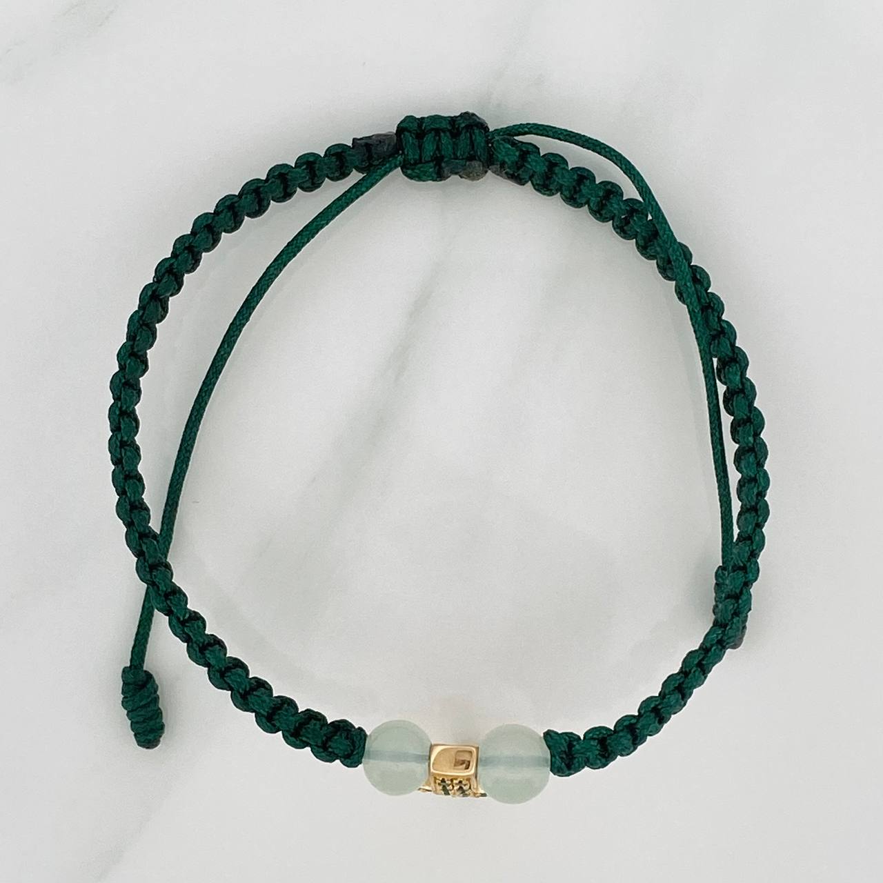 Green Woven Bracelet Cross 2.55gr | 18 Karat Gold – Napoleone