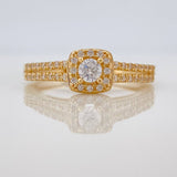 Anillo Halo Cuadrado 2.45gr / T6 1/2 / Oro Amarillo 18K %