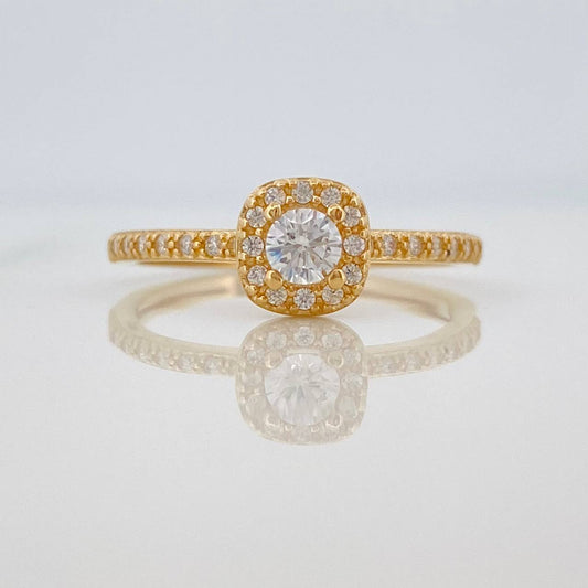 Anillo Solitario Halo Cuadrado 2.05gr / T6 / Oro Amarillo 18K %