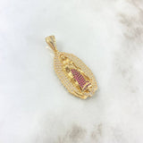 Dije Virgen Guadalupe 9.7gr / 4.5cm / Circones Blancos Fucsias Oro Amarillo