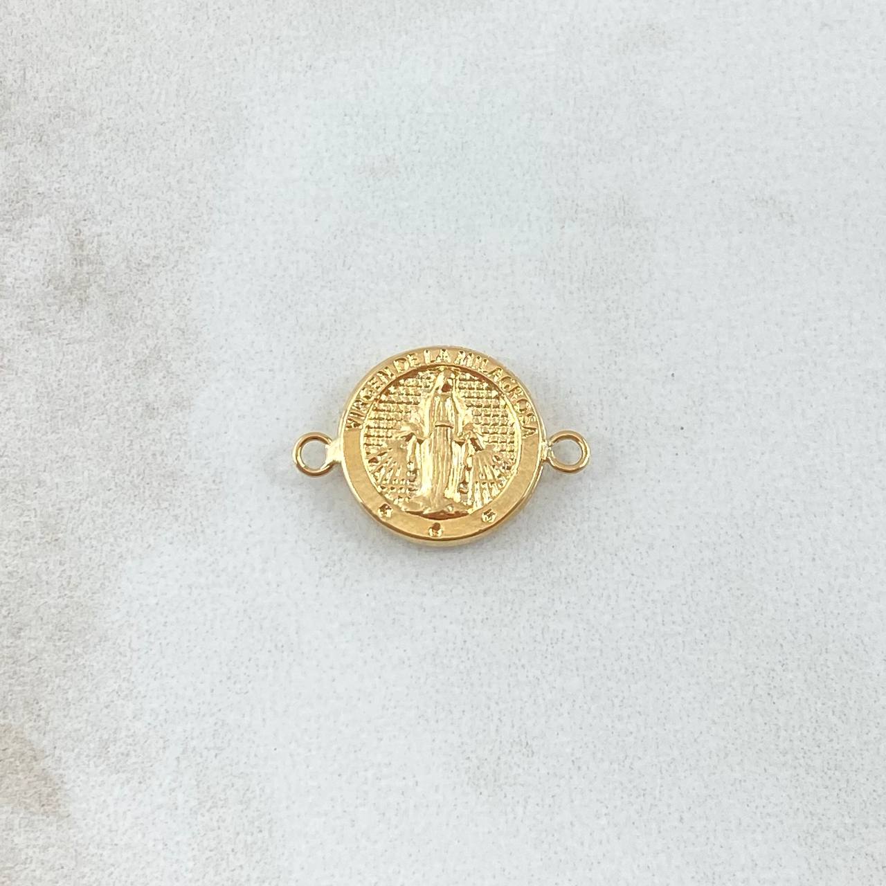 Charm Virgen Milagrosa 0.8gr / 1.2cm-1.8cm / Textured Circle 18K Yellow Gold *