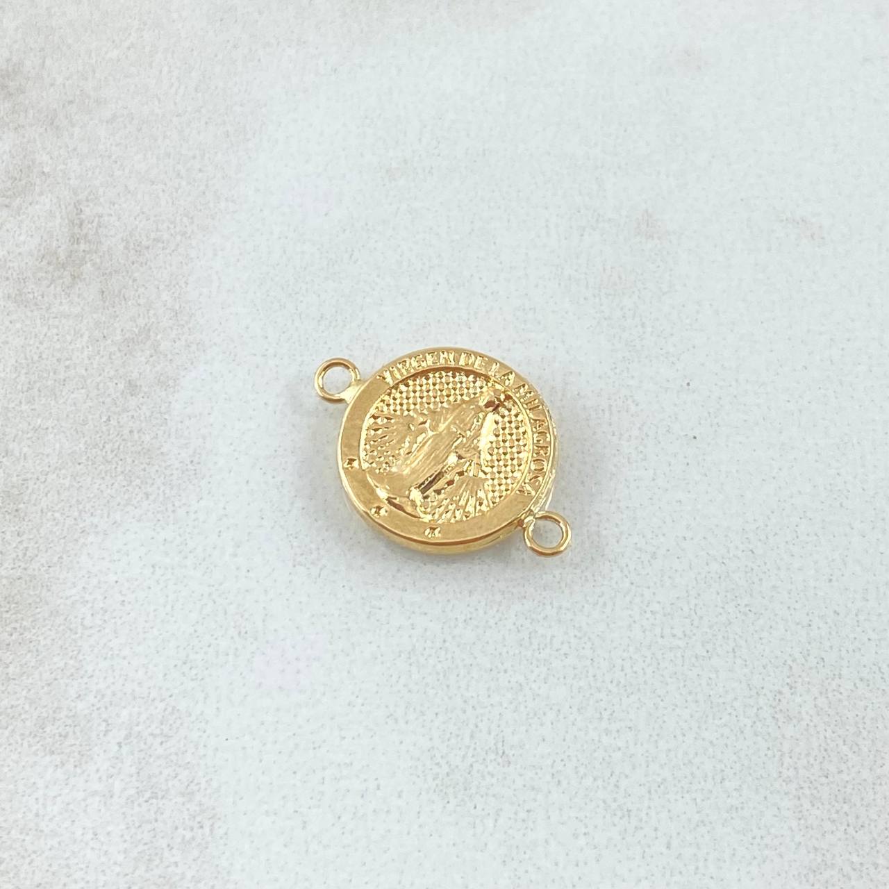 Charm Virgen Milagrosa 0.8gr / 1.2cm-1.8cm / Textured Circle 18K Yellow Gold *