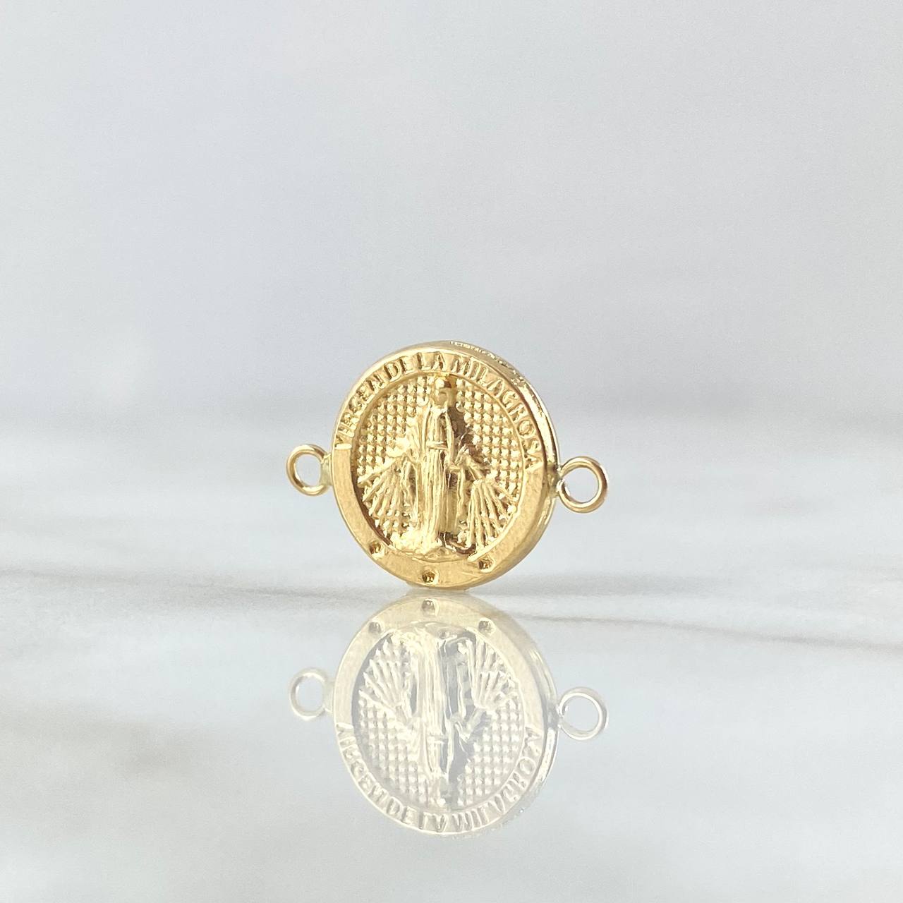Charm Virgen Milagrosa 0.8gr / 1.2cm-1.8cm / Textured Circle 18K Yellow Gold *