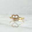 Dense Heart Silhouette Ring 1.9gr / Size 7 / White Zircons 18K Yellow Gold
