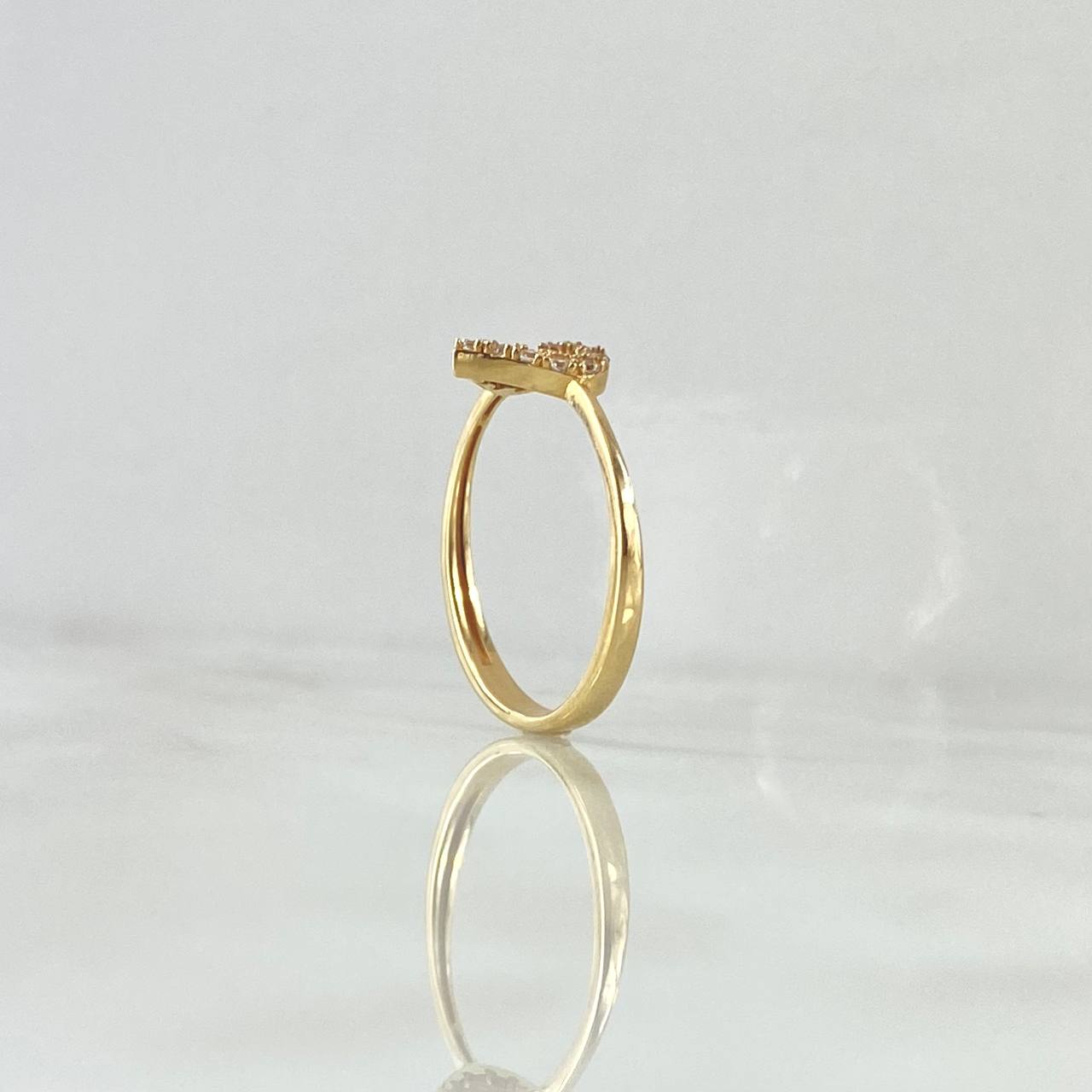 Dense Heart Silhouette Ring 1.9gr / Size 7 / White Zircons 18K Yellow Gold