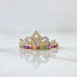Tiara Ring 2.95gr / Size 7 1/2 / Colored Zircons 18K Yellow Gold