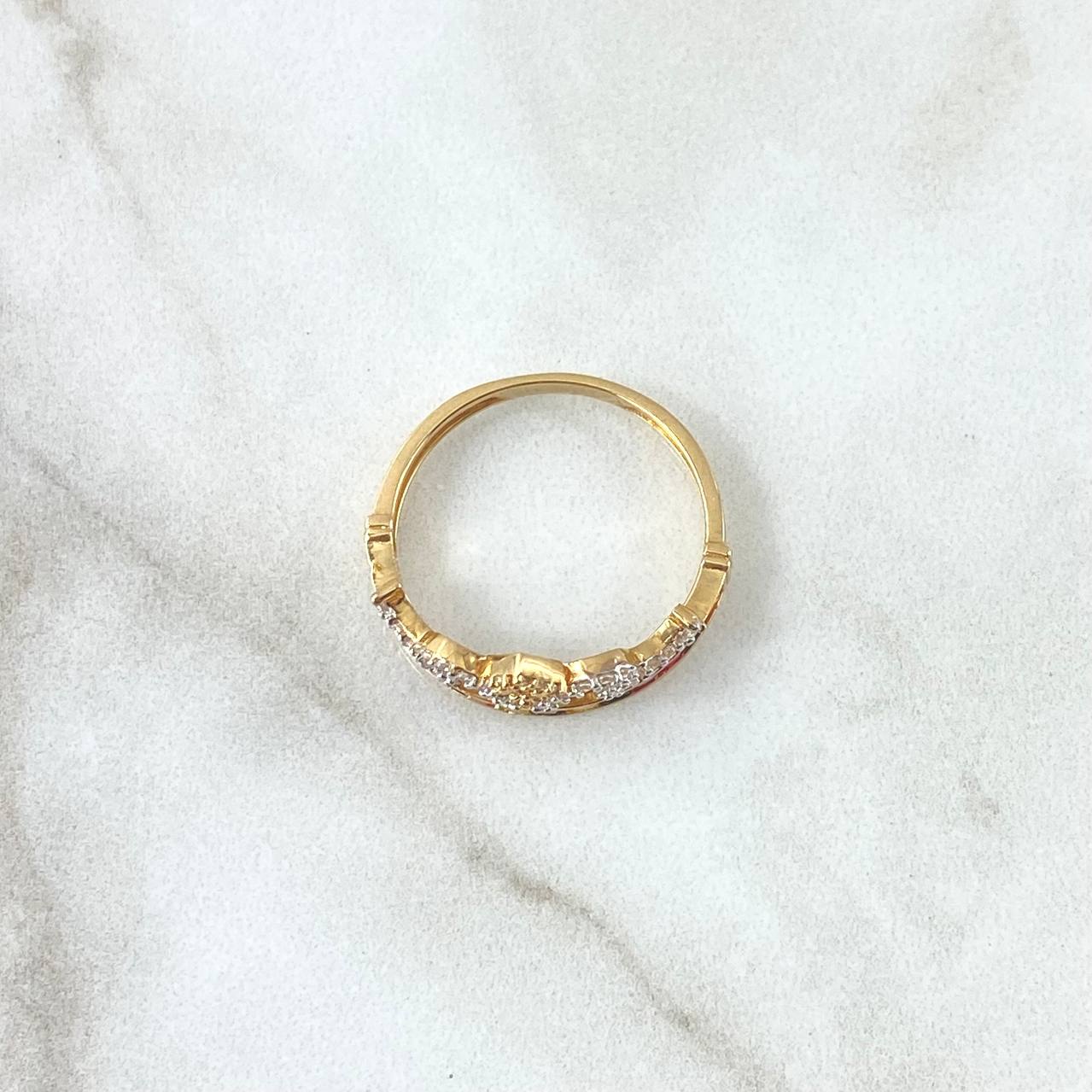 Tiara Ring 2.95gr / Size 7 1/2 / Colored Zircons 18K Yellow Gold