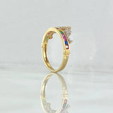 Tiara Ring 2.95gr / Size 7 1/2 / Colored Zircons 18K Yellow Gold