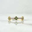 Trio Flower Ring 1.95gr / Size 6 1/4 / White and Green Zircons 18K Yellow Gold