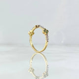 Trio Flower Ring 1.95gr / Size 6 1/4 / White and Green Zircons 18K Yellow Gold