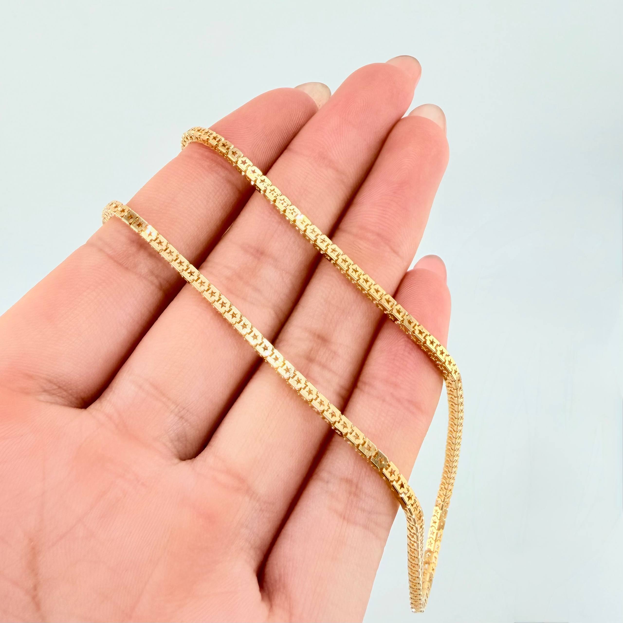 Cadena Veneciana Estrellada 7.35gr / 17 3/4 in / 2mm Oro Amarillo +3 18K ©