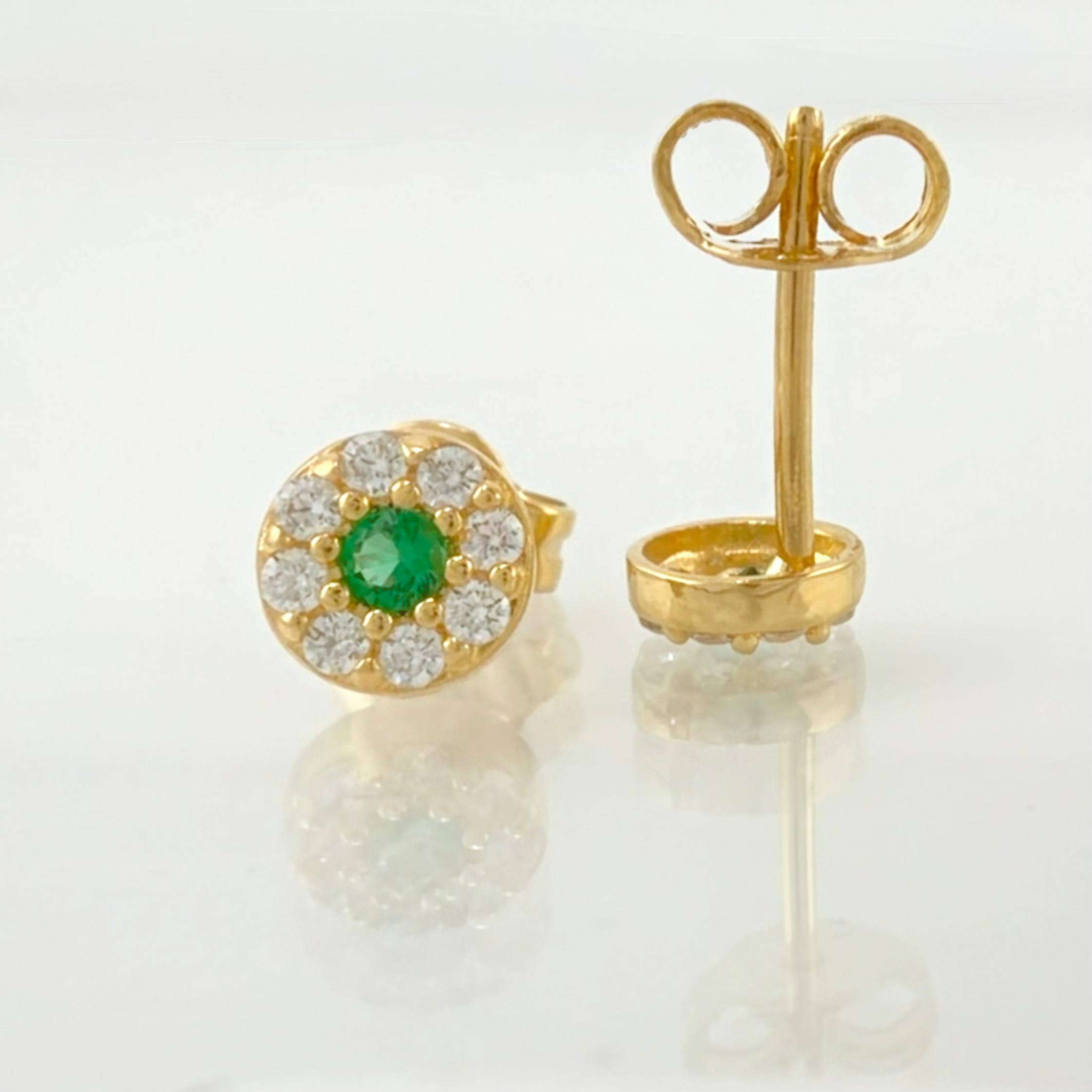 Set Circular Topos + Dije 1.4gr / 1/2 in / 5mm Oro Amarillo 18K ©