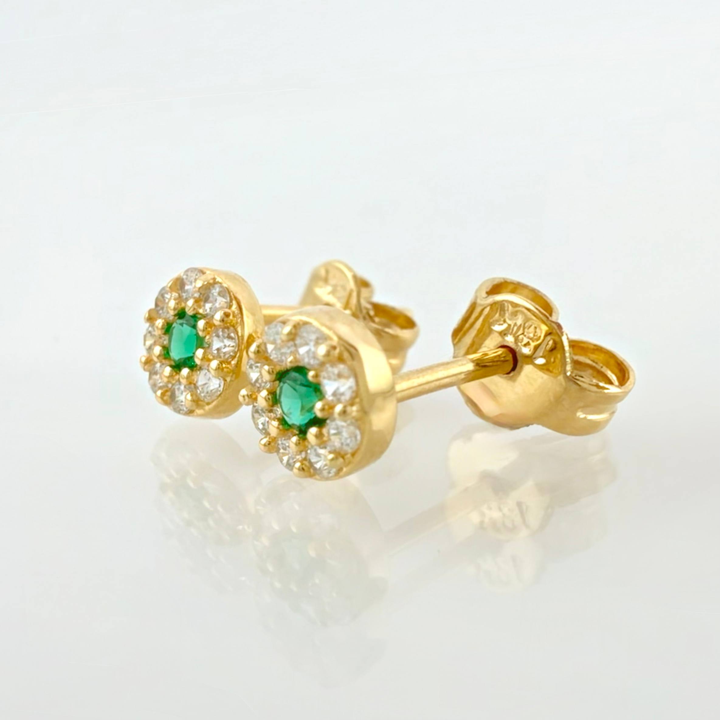 Set Circular Topos + Dije 1.4gr / 1/2 in / 5mm Oro Amarillo 18K ©