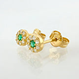 Set Circular Topos + Dije 1.4gr / 1/2 in / 5mm Oro Amarillo 18K ©
