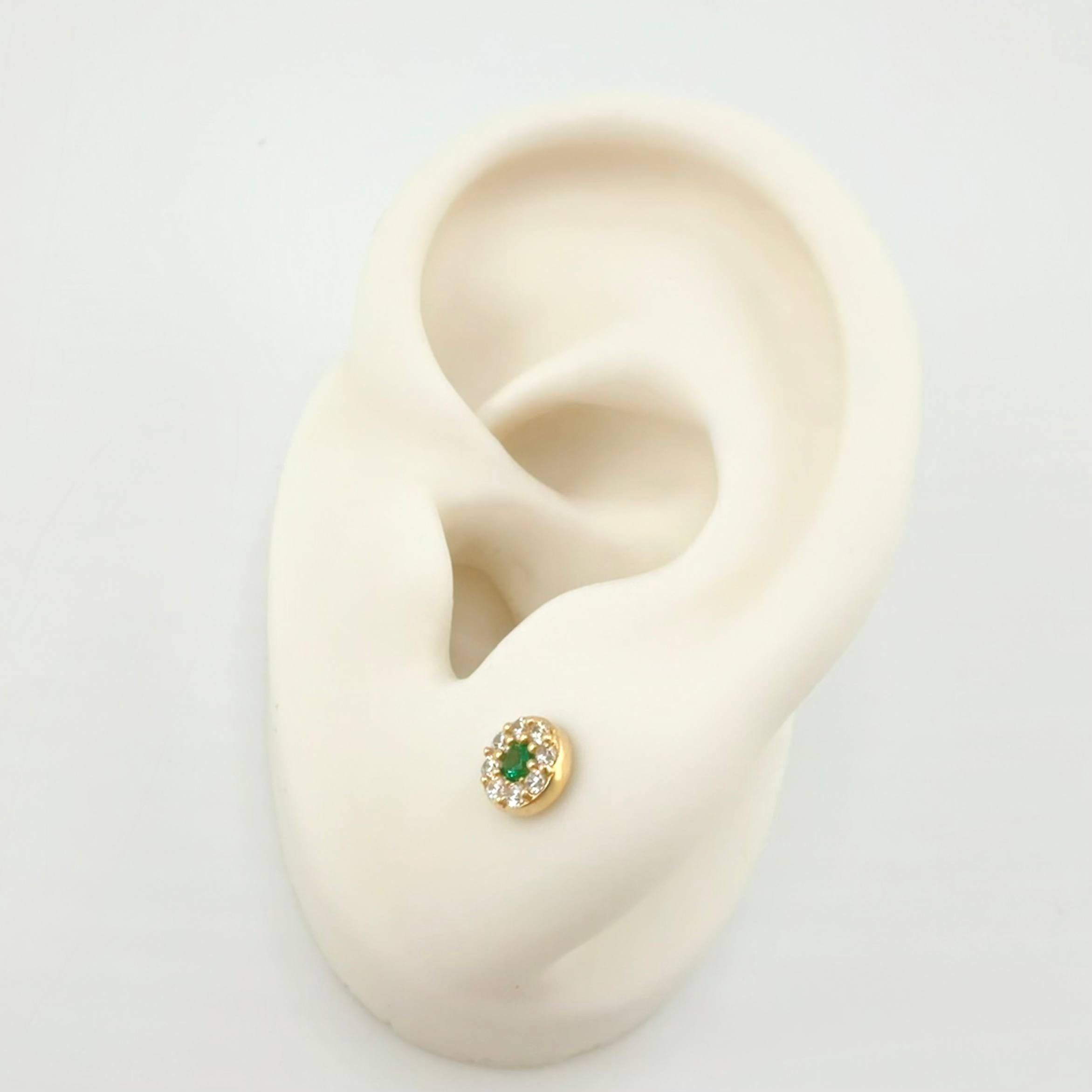 Set Circular Topos + Dije 1.4gr / 1/2 in / 5mm Oro Amarillo 18K ©