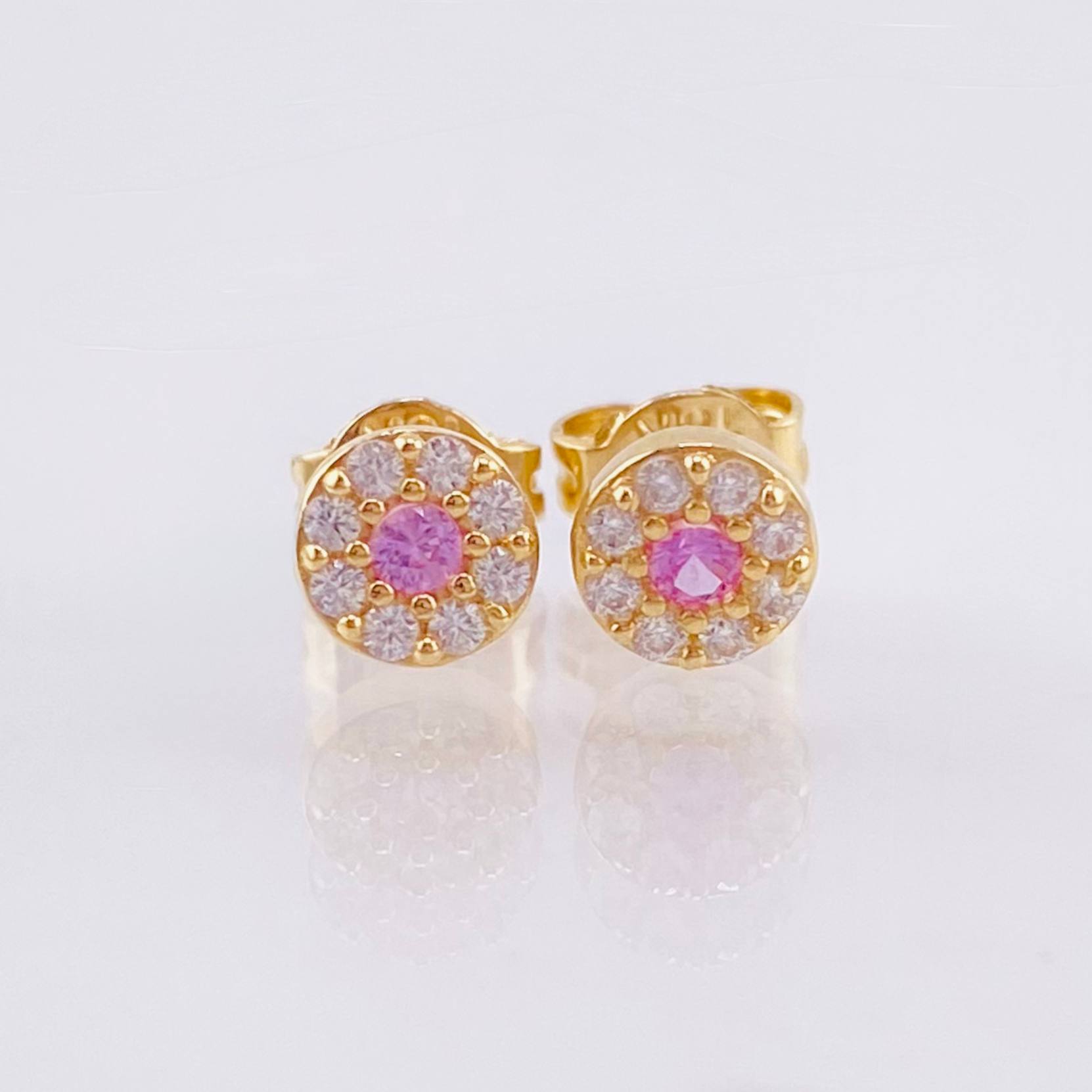 Set Circular Topos + Dije 1.45gr / 1/2 in / 5mm Oro Amarillo 18K ©