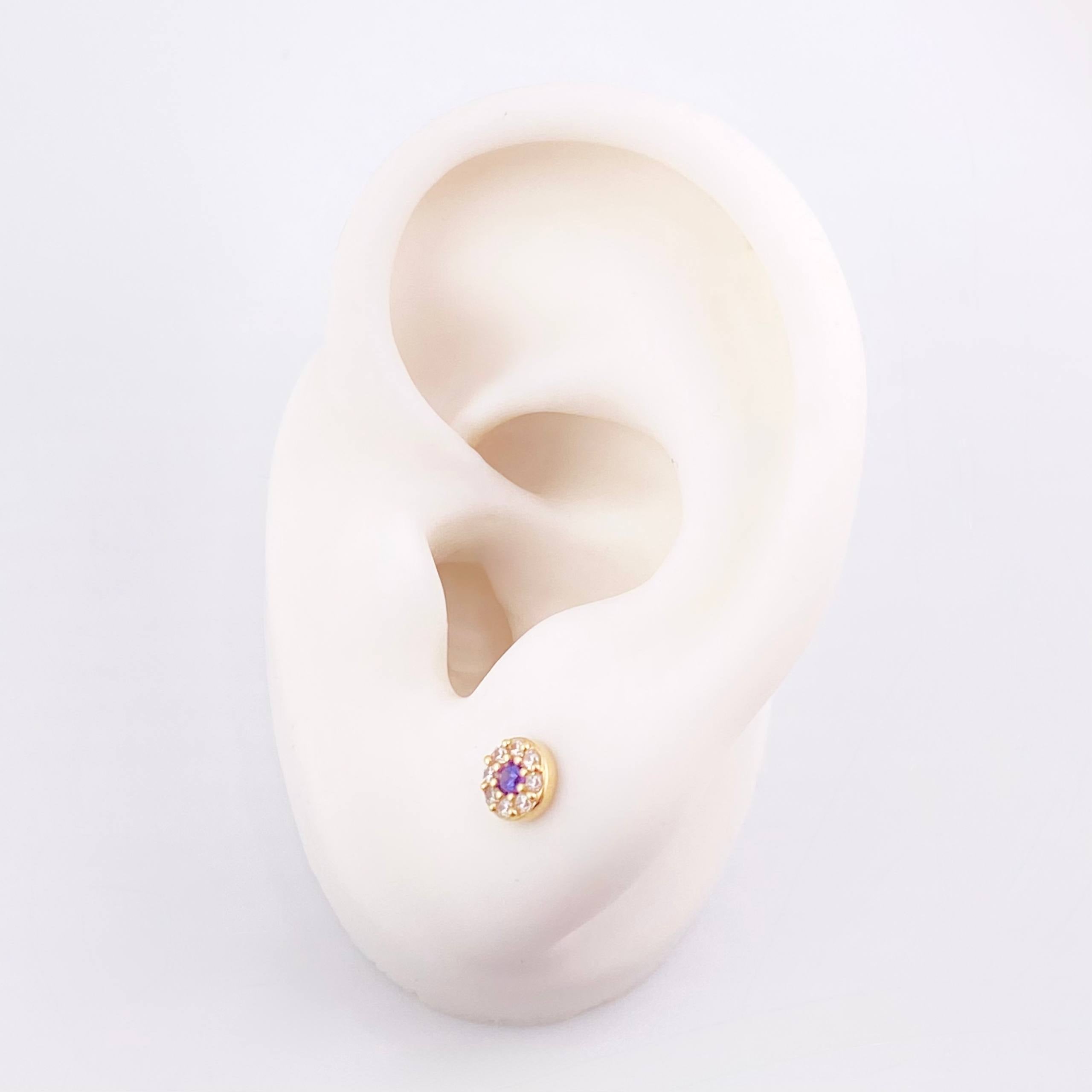 Set Circular Topos + Dije 1.5gr / 1/2 in / 5mm Oro Amarillo 18K ©