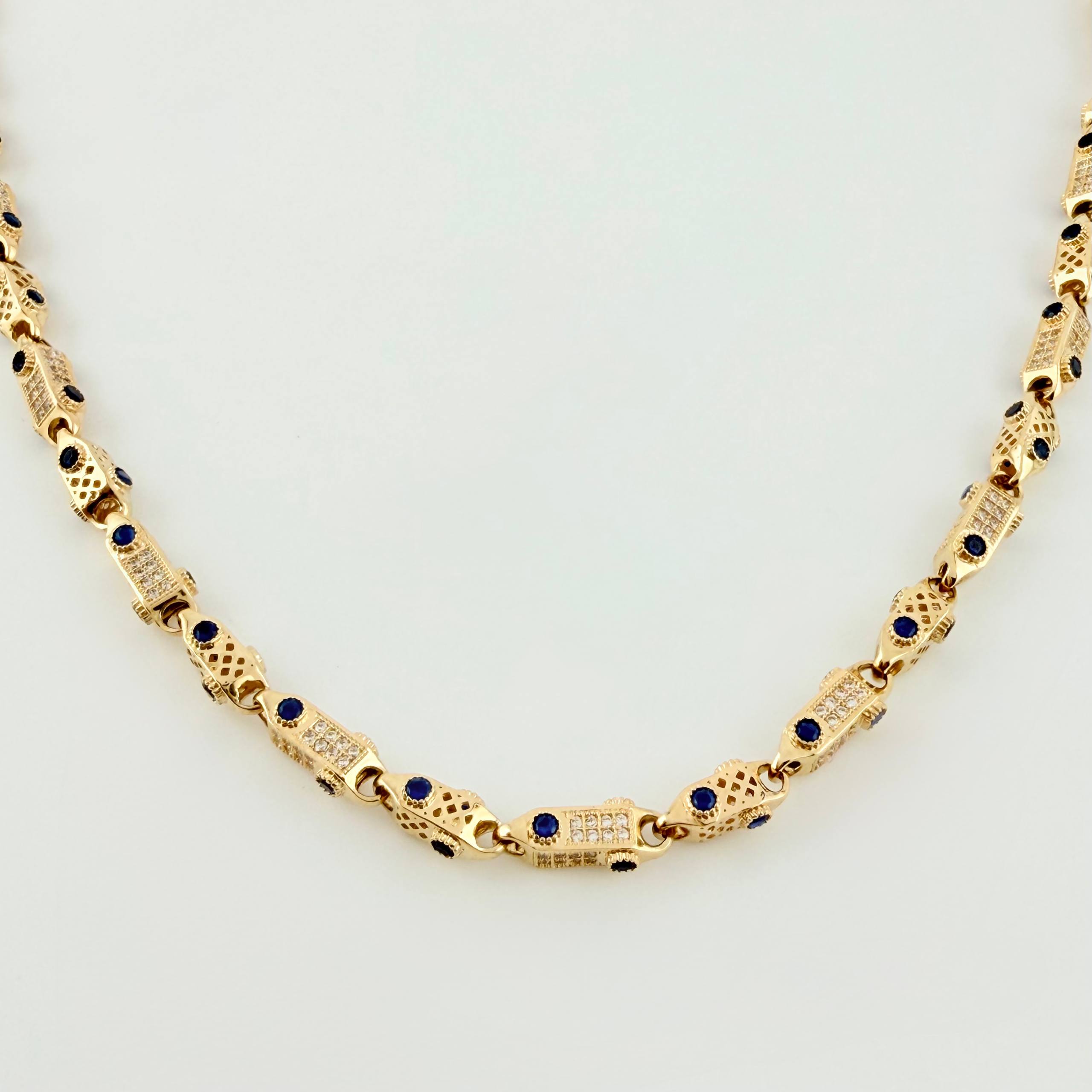 Rustic Chain with Three-Dimensional Cylinders 54.1gr / 25 1/2 in / 4mm Yellow Gold Nac.Esp. 18K ©