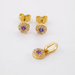 Set Circular Topos + Dije 1.5gr / 1/2 in / 5mm Oro Amarillo 18K ©