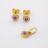 Set Circular Topos + Dije 1.5gr / 1/2 in / 5mm Oro Amarillo 18K ©