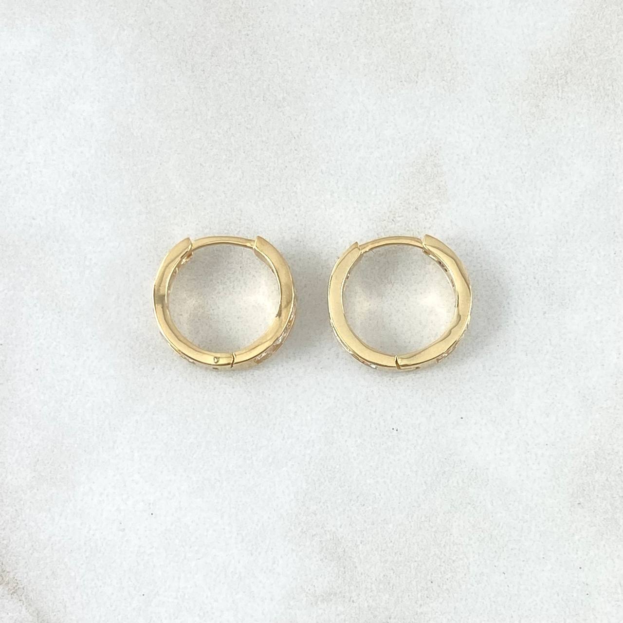 Hoop Earrings Translucent Hoops 3.3gr / 1.3cm / White Zircons 18K Yellow Gold ©