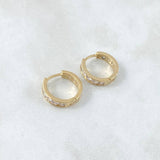 Hoop Earrings Translucent Hoops 3.3gr / 1.3cm / White Zircons 18K Yellow Gold ©