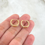 Hoop Earrings Translucent Hoops 3.3gr / 1.3cm / White Zircons 18K Yellow Gold ©