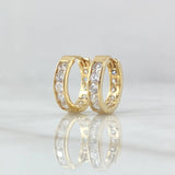 Hoop Earrings Translucent Hoops 3.3gr / 1.3cm / White Zircons 18K Yellow Gold ©