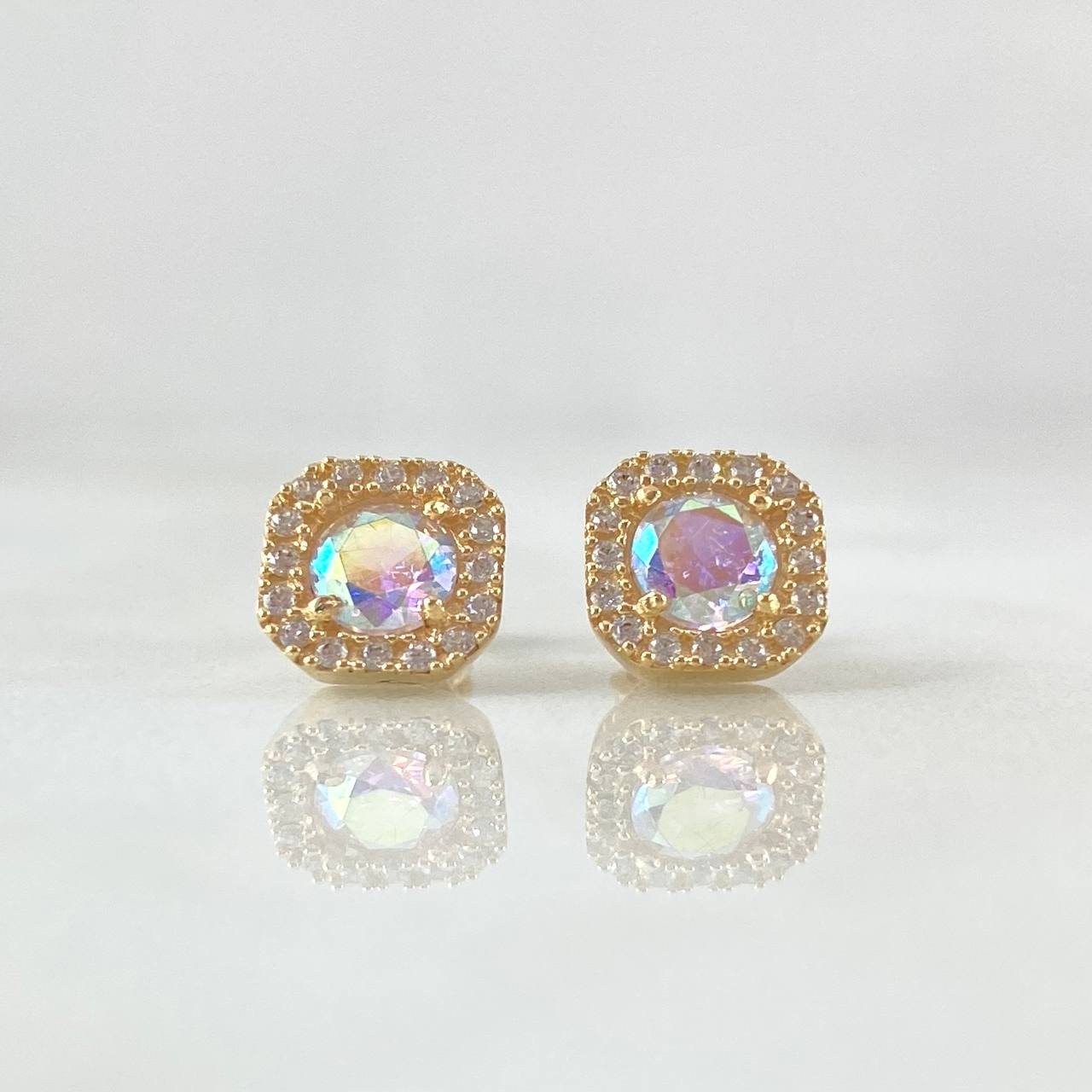 Topos Halo Translucido 2.45gr / 7.5mm Circones Blancos Oro Amarillo 18K ©
