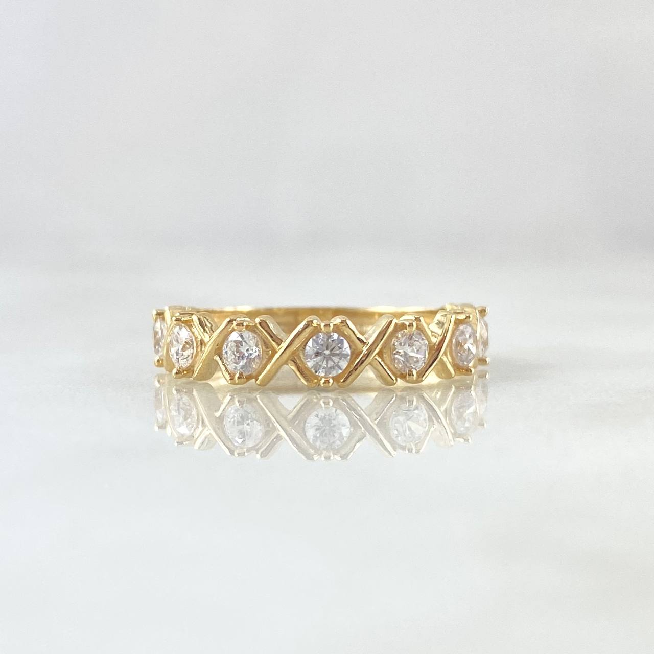 Anillo Cruces Multiples 2.25gr / T6 / Circones Blancos Oro Amarillo 18K ©