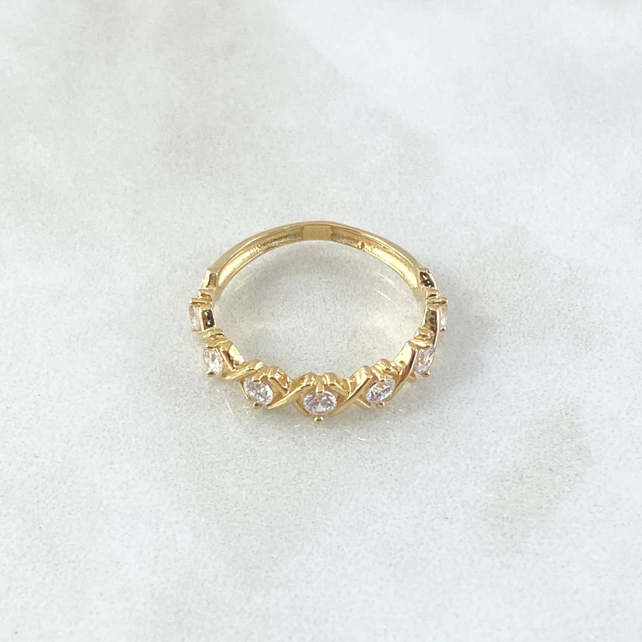 Anillo Cruces Multiples 2.25gr / T6 / Circones Blancos Oro Amarillo 18K ©