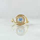 Solitaire Ring Embraced Sphere Translucent 2.45gr / Size 5 1/2 / White Zircons 18K Yellow Gold ©