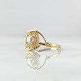 Solitaire Ring Embraced Sphere Translucent 2.45gr / Size 5 1/2 / White Zircons 18K Yellow Gold ©